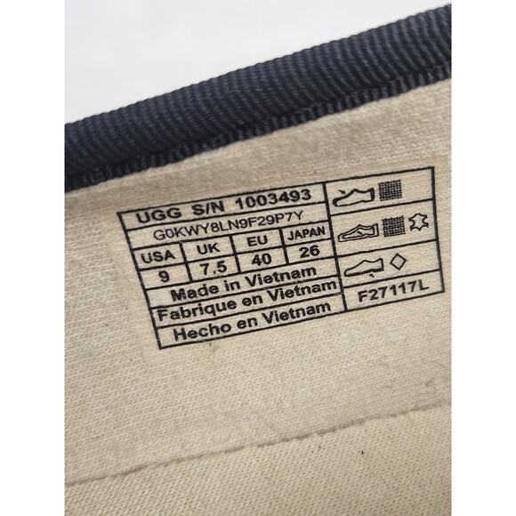 UGG Gray Canvas Tie Back Logo Slide On Flats Moccasin Loafers US 9 EU40 1003493 - Picture 7 of 8